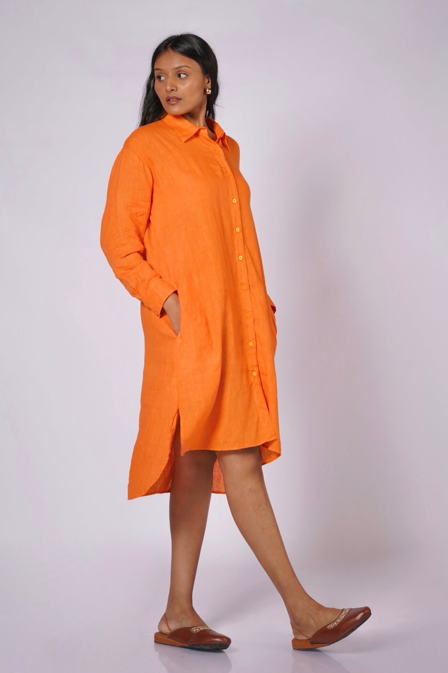 ANGARIKA WOMEN'S LINEN SHIRT DRESS