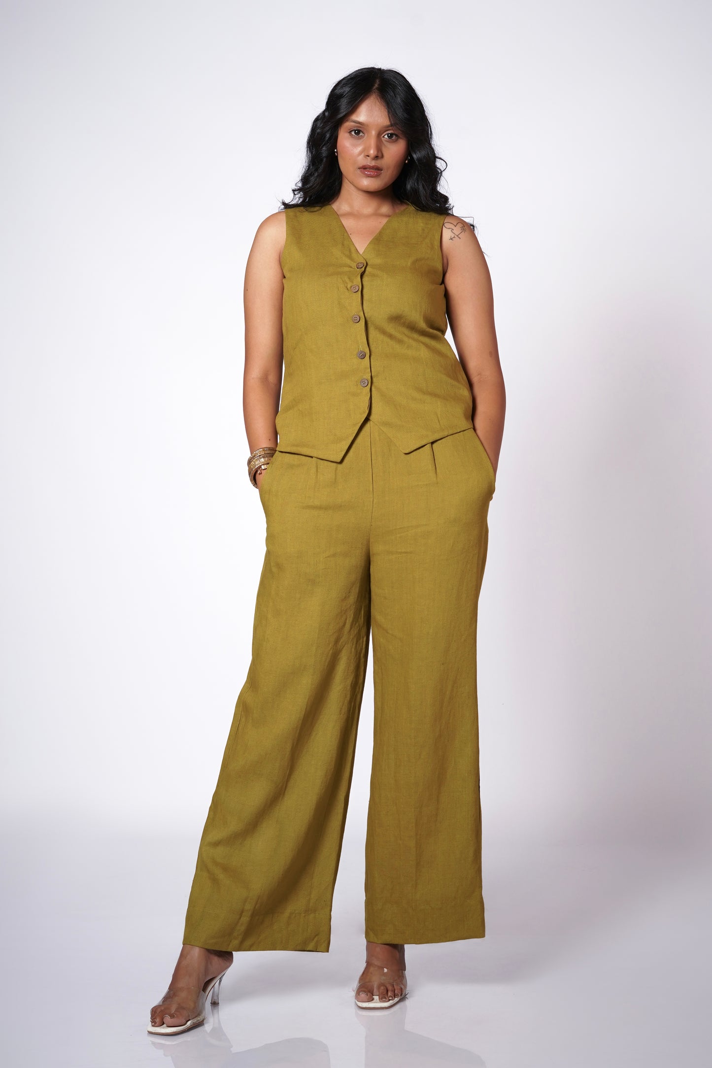 PIYARI LINEN VEST SET