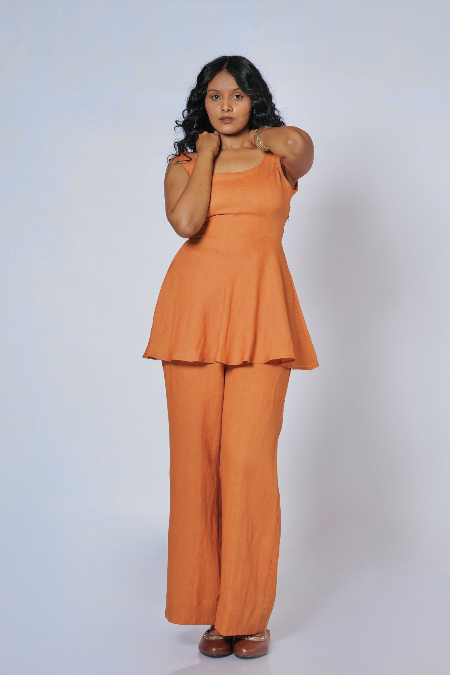 RAJTIMA LINEN PEPLUM SET