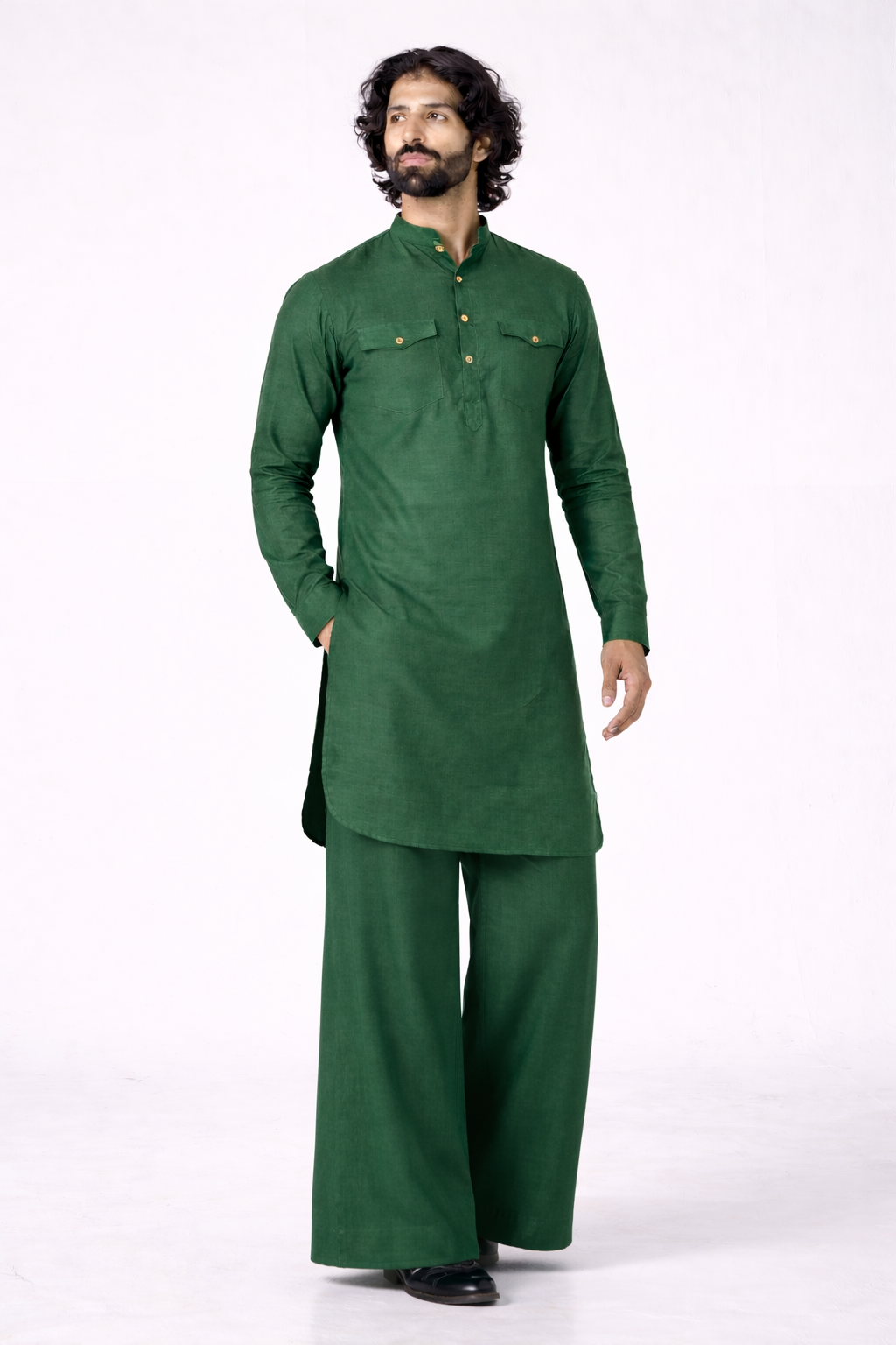 SAAGVAN LINEN MEN'S LONG KURTA SET