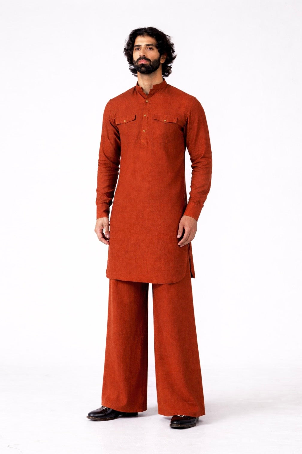 SHAHMAI LINEN MEN'S LONG KURTA SET
