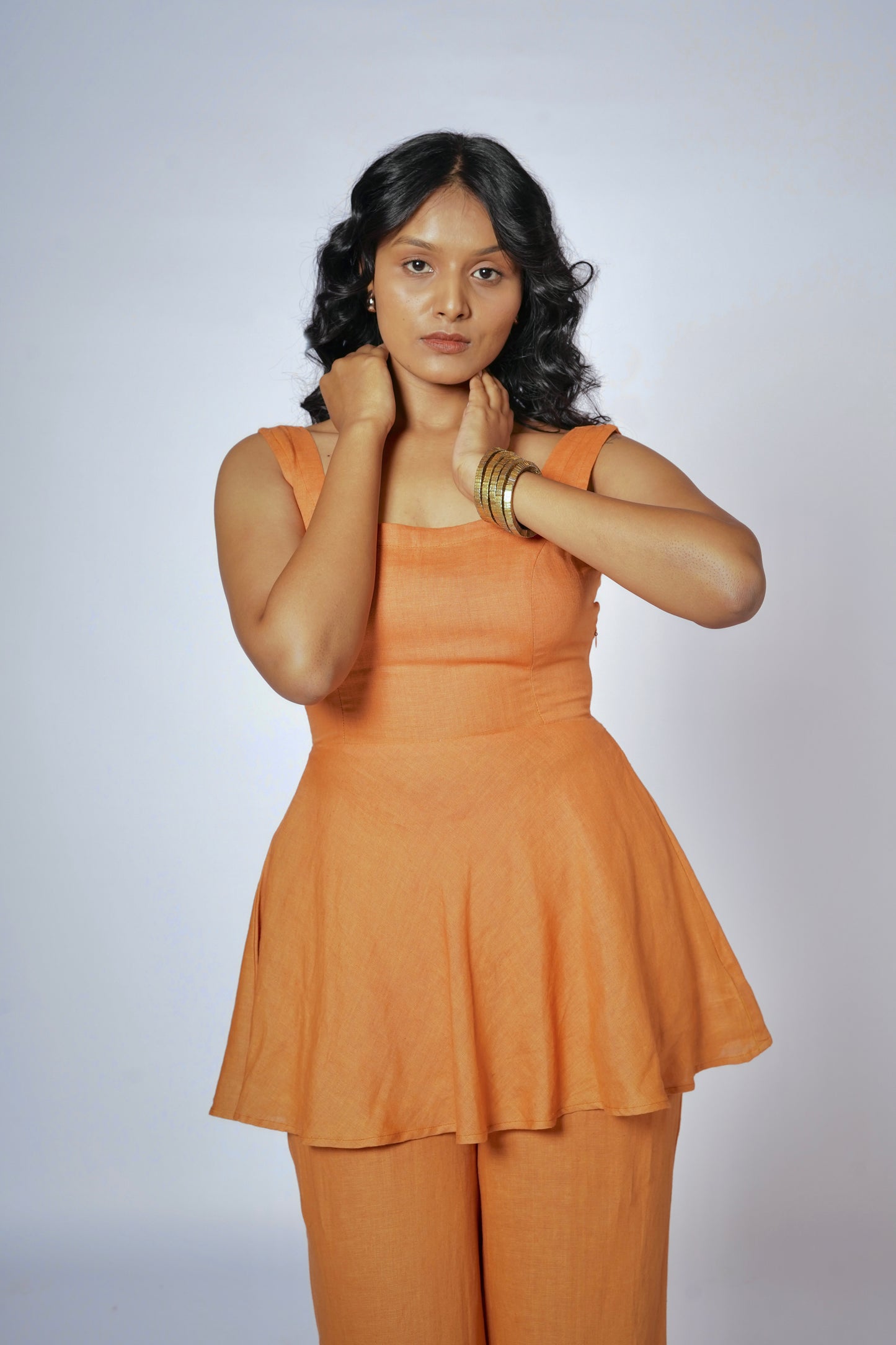 RAJTIMA LINEN PEPLUM SET