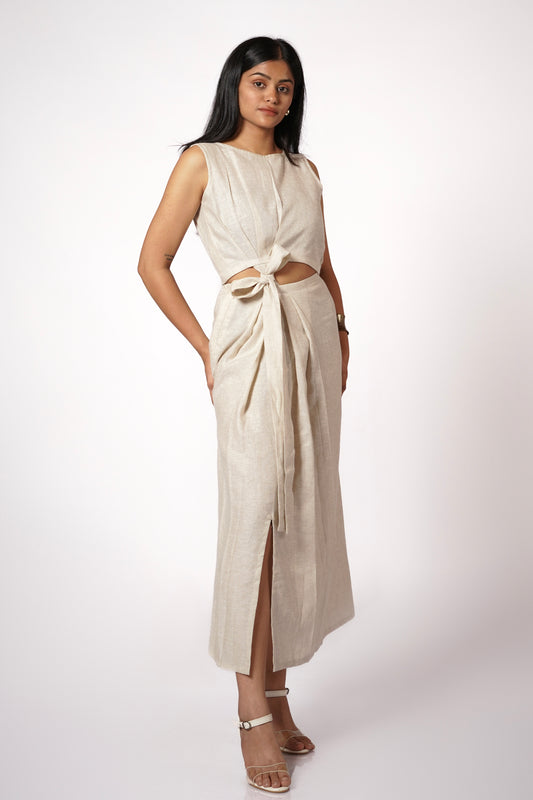 EARTHY NATURAL TIE IN FRONT KNOT LINEN SET