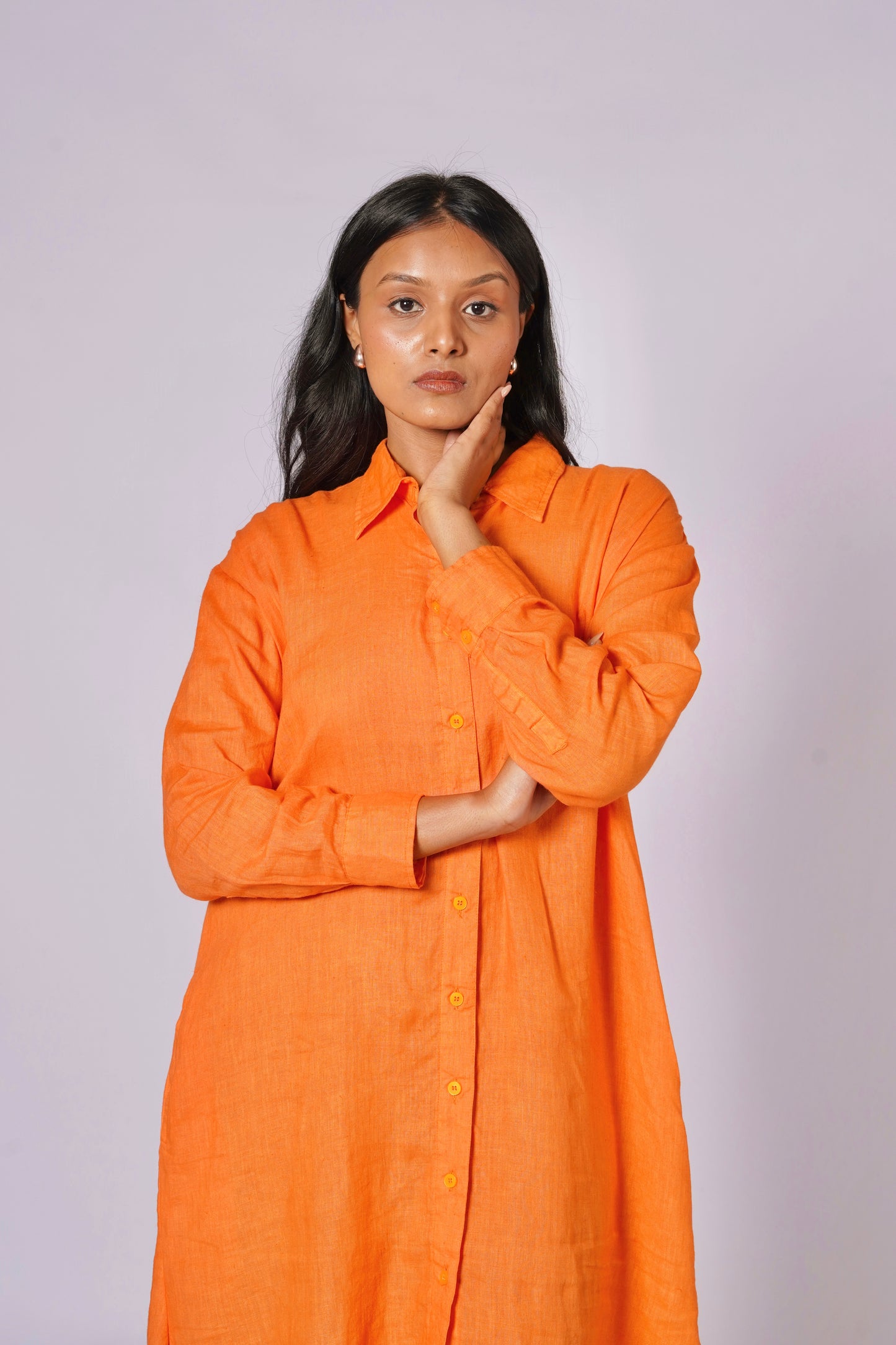 ANGARIKA WOMEN'S LINEN SHIRT DRESS