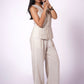 EARTHY NATURAL UNDYED LINEN VEST SET