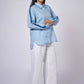 OCEAN BLUE LINEN SHIRT WITH SATIN DETAILING
