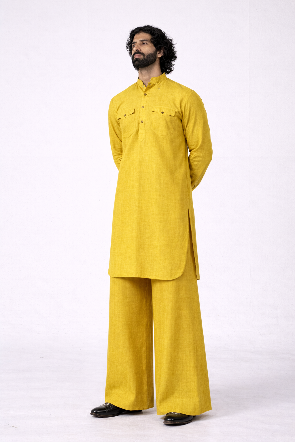 HIRANYAM LINEN MEN'S LONG KURTA SET