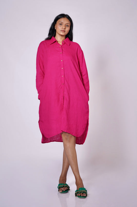 RAJMALA WOMEN'S LINEN SHIRT DRESS