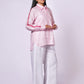 BABY PINK LINEN SHIRT WITH SATIN DETAILING