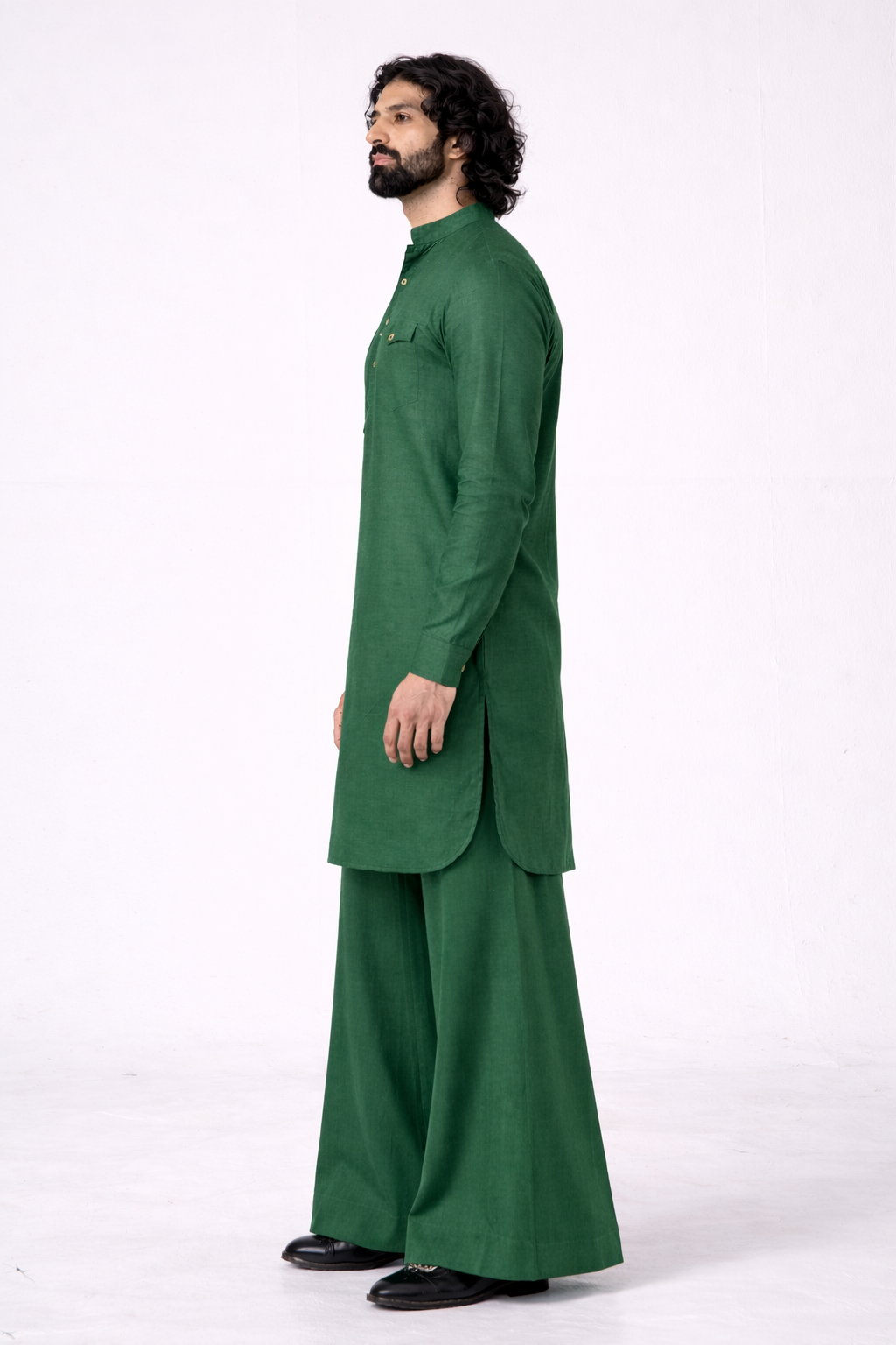 SAAGVAN LINEN MEN'S LONG KURTA SET