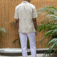 BLOOMSCAPE - EMBROIDERED PURE LINEN SHIRT MEN