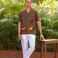 ECHOES OF THE WILD - EMBROIDERED PURE LINEN SHIRT MEN