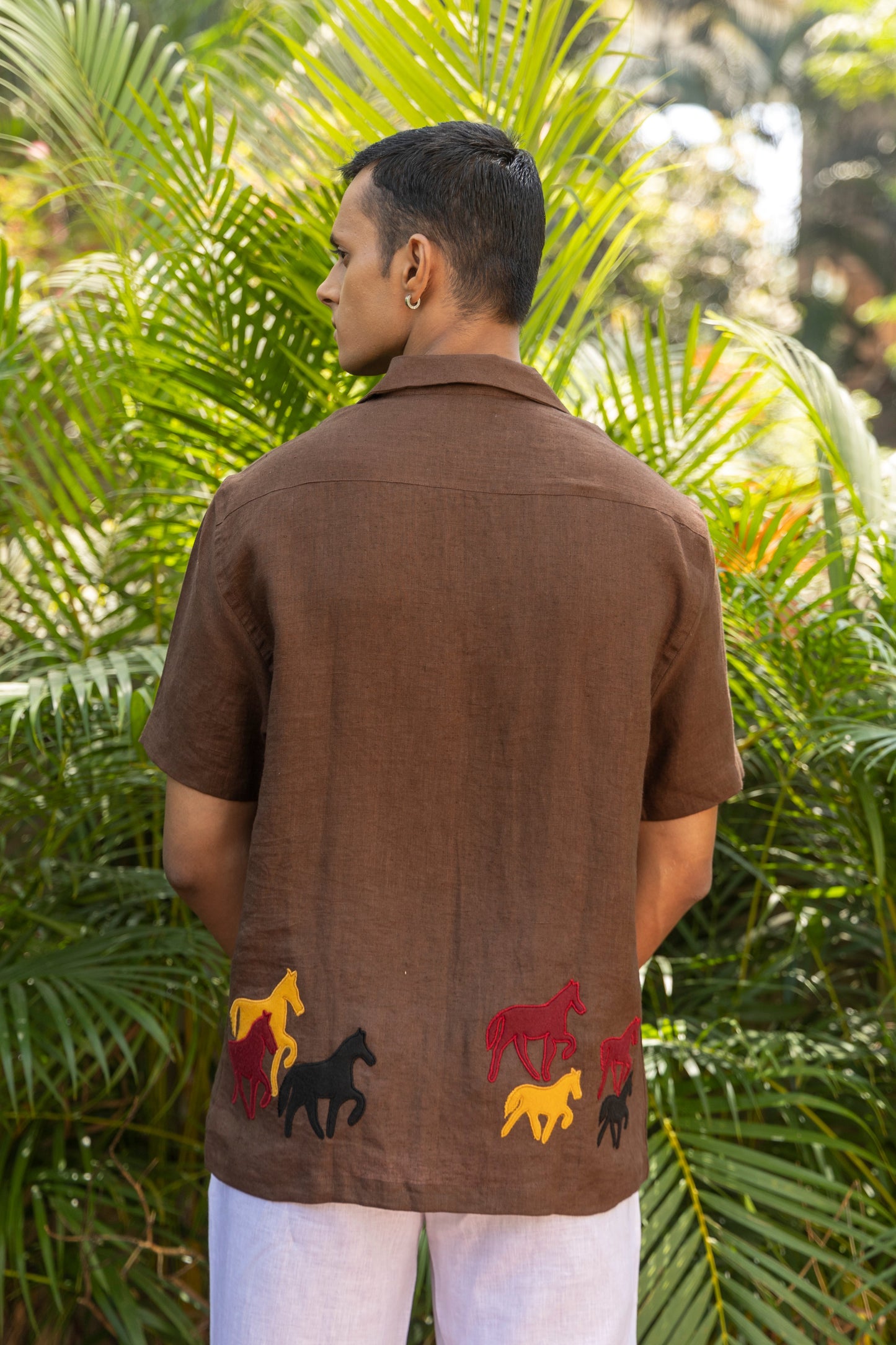 ECHOES OF THE WILD - EMBROIDERED PURE LINEN SHIRT MEN