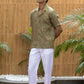 HONEYCOMB AFFAIR- EMBROIDERED PURE LINEN SHIRT MEN