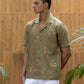 HONEYCOMB AFFAIR- EMBROIDERED PURE LINEN SHIRT MEN