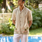 FLAMINGO BAY - EMBROIDERED PURE LINEN SHIRT MEN