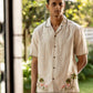 FLAMINGO BAY - EMBROIDERED PURE LINEN SHIRT MEN