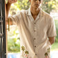 FLAMINGO BAY - EMBROIDERED PURE LINEN SHIRT MEN