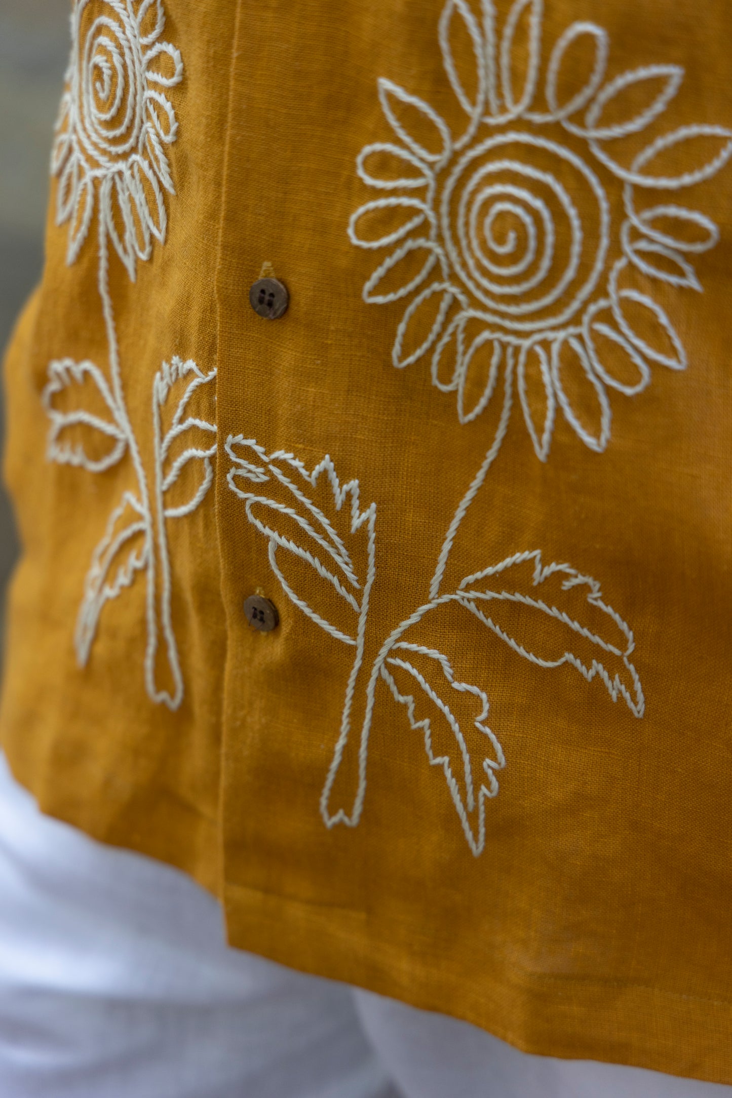 SUNFLOWER CHAPTER - EMBROIDERED PURE LINEN SHIRT MEN
