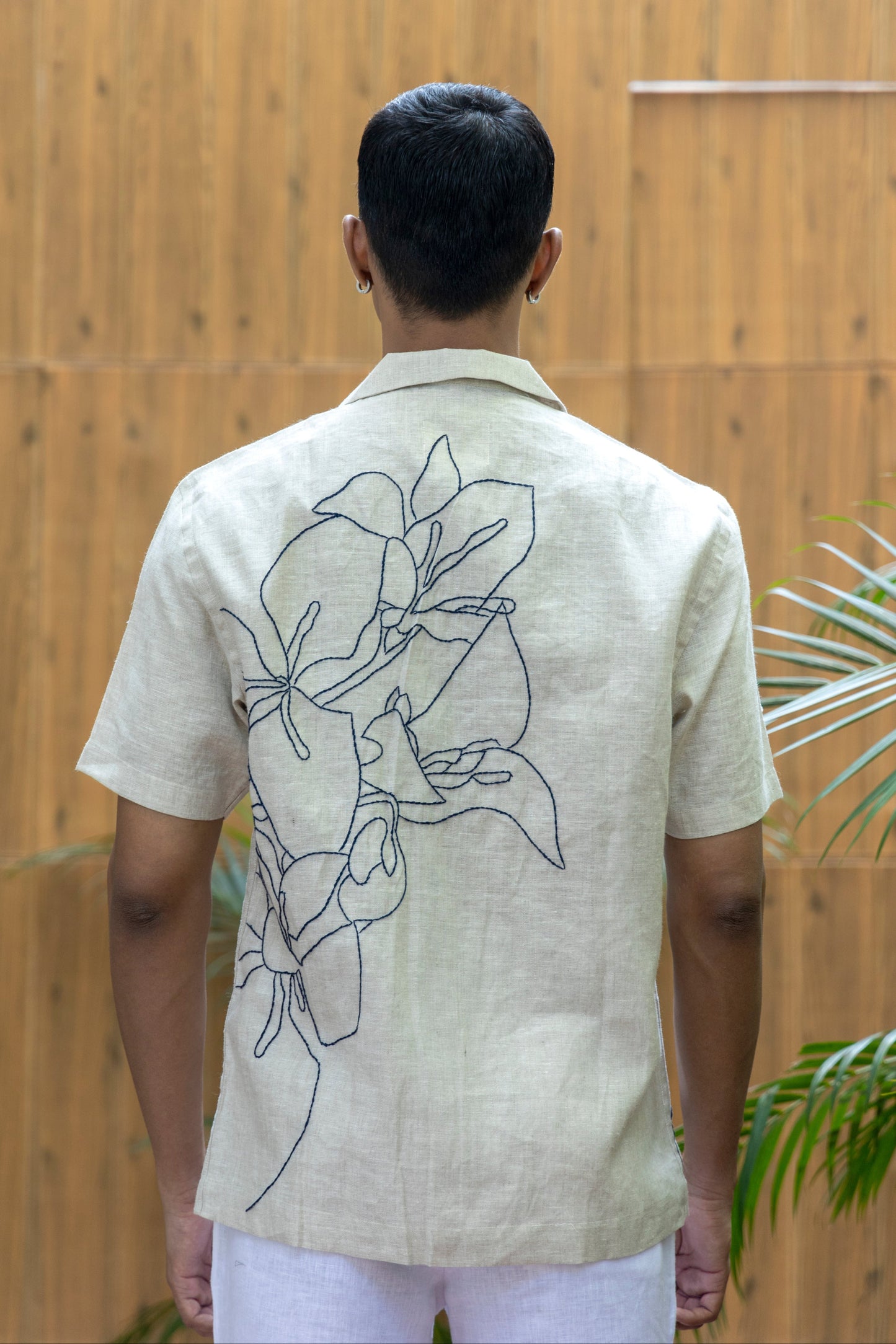BOUGAINVILLEA BLISS - EMBROIDERED PURE LINEN SHIRT MEN
