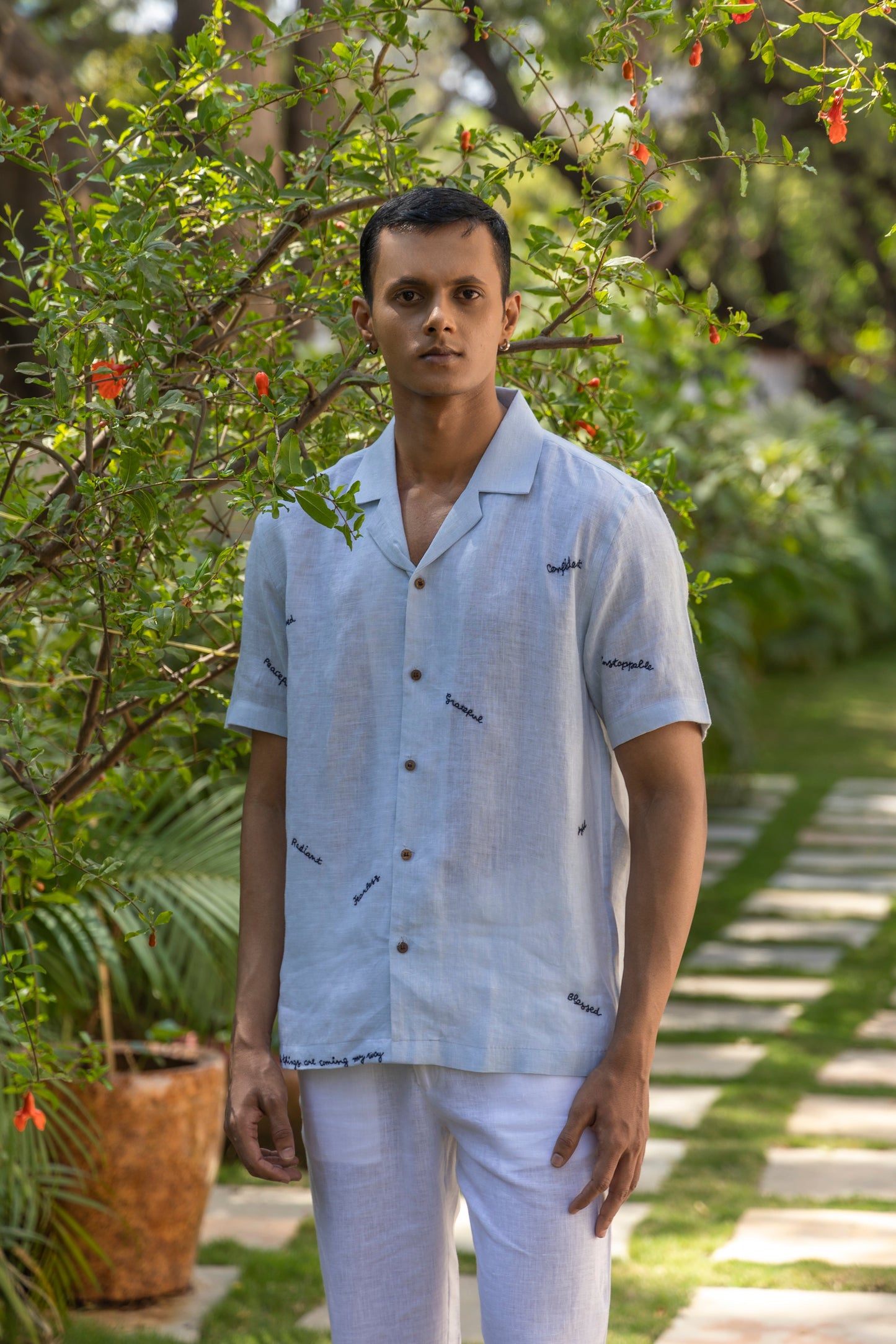 I AM - EMBROIDERED PURE LINEN SHIRT MEN