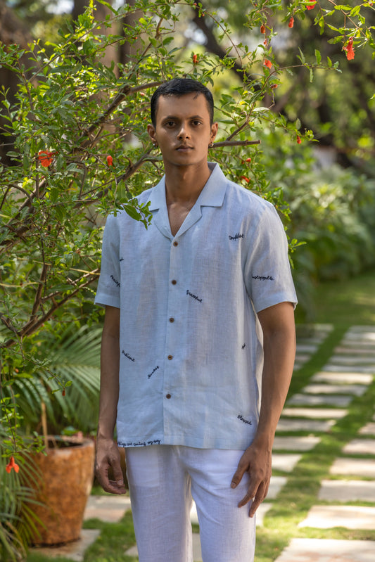 I AM - EMBROIDERED PURE LINEN SHIRT MEN