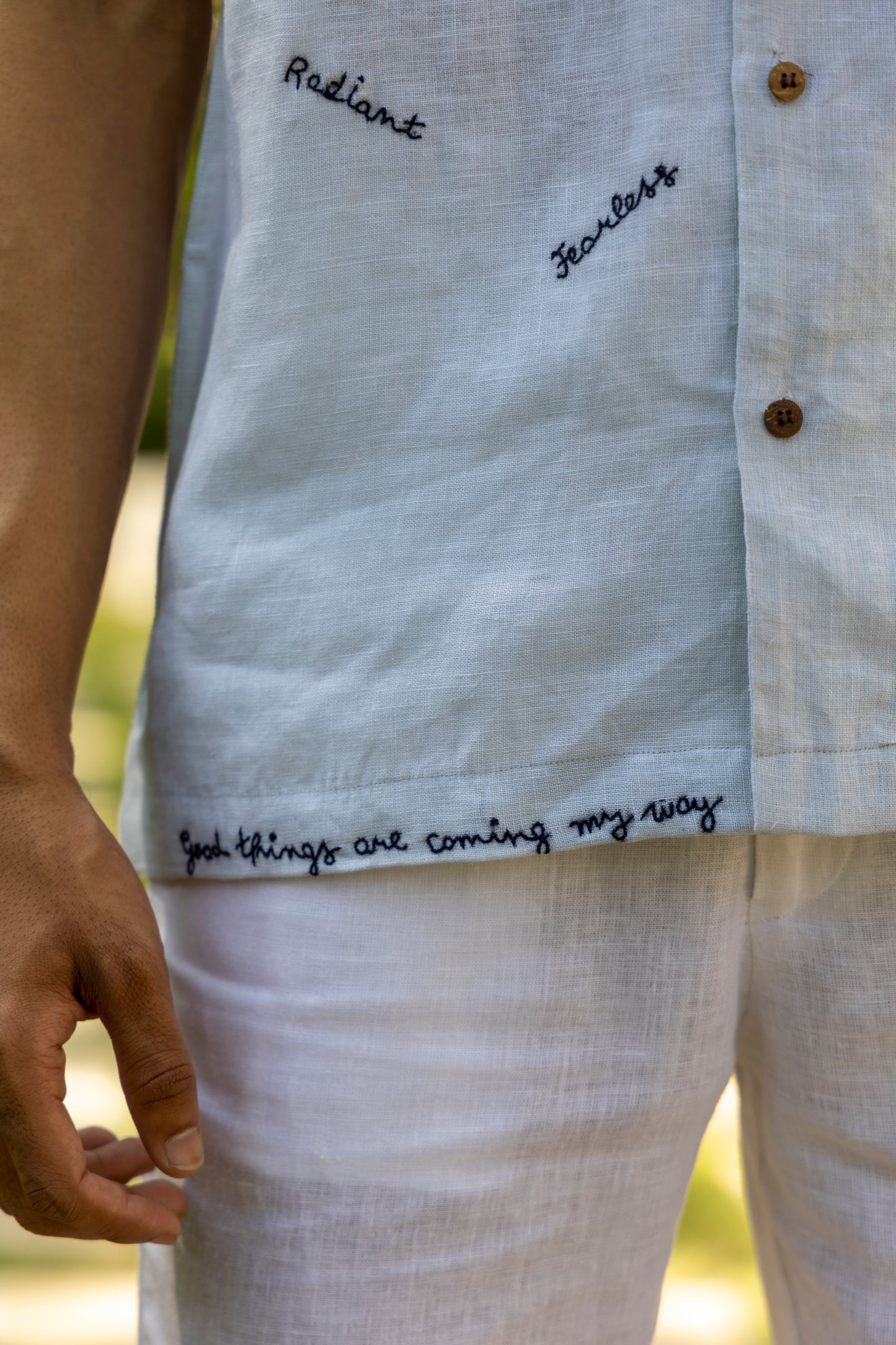 I AM - EMBROIDERED PURE LINEN SHIRT MEN