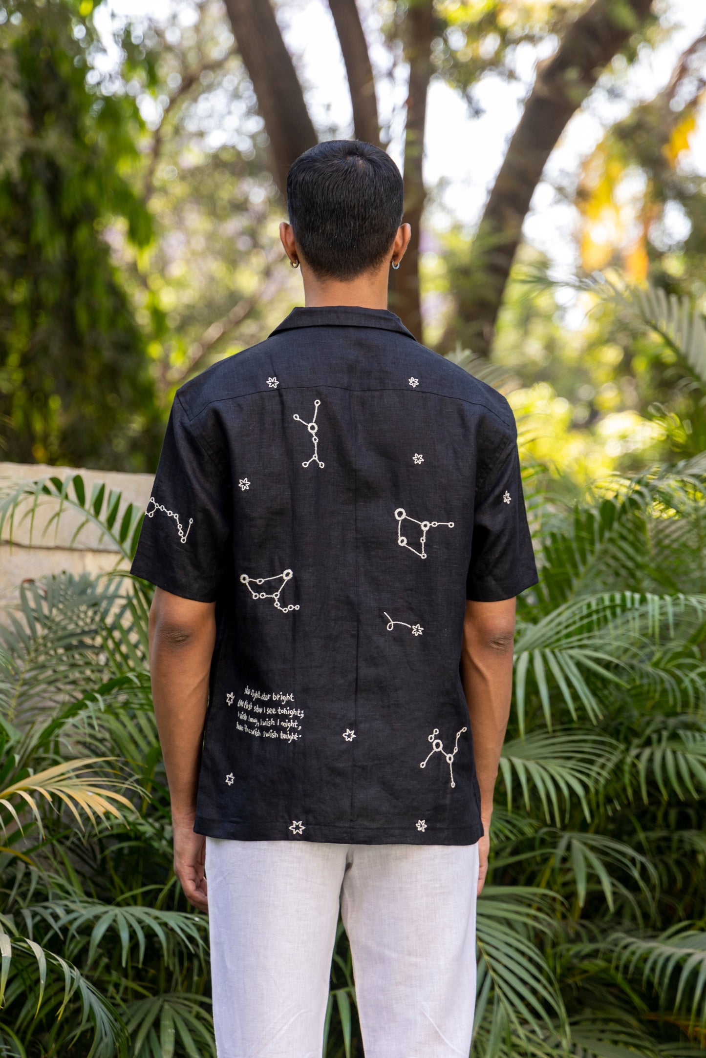 EMBROIDERED PURE LINEN SHIRT MEN