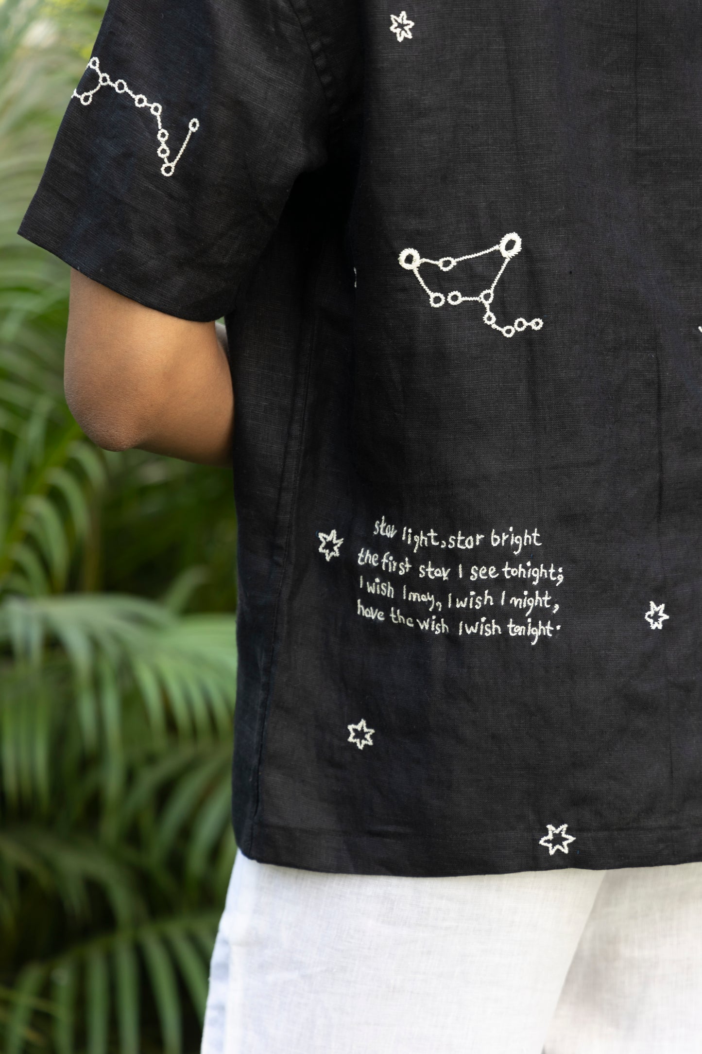 EMBROIDERED PURE LINEN SHIRT MEN