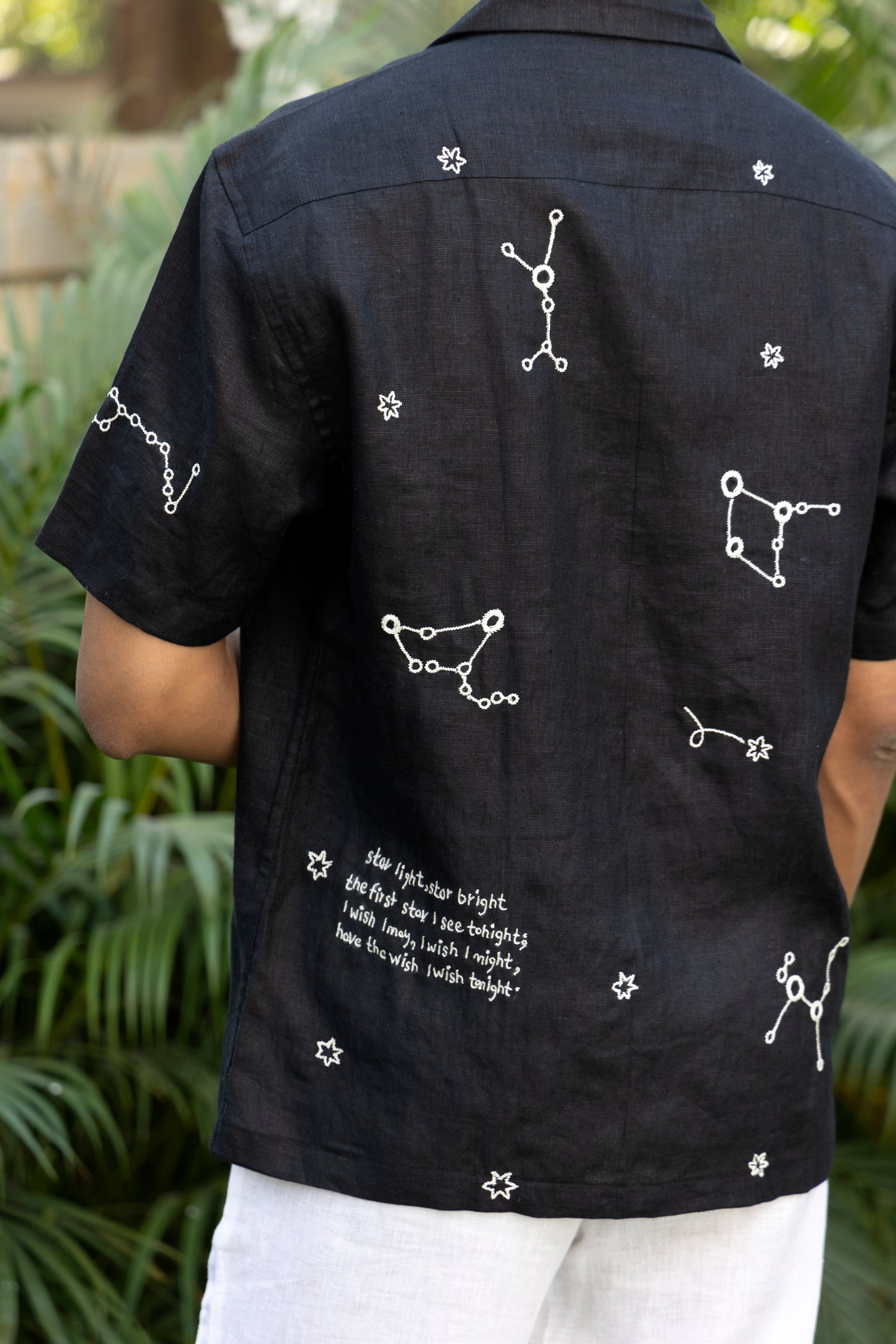 EMBROIDERED PURE LINEN SHIRT MEN