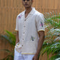 FEATHERED TALES - EMBROIDERED PURE LINEN SHIRT MEN