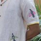 FEATHERED TALES - EMBROIDERED PURE LINEN SHIRT MEN