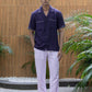 CRISS CROSS - EMBROIDERED PURE LINEN SHIRT MEN