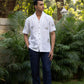 HARING HUES - EMBROIDERED PURE LINEN SHIRT MEN