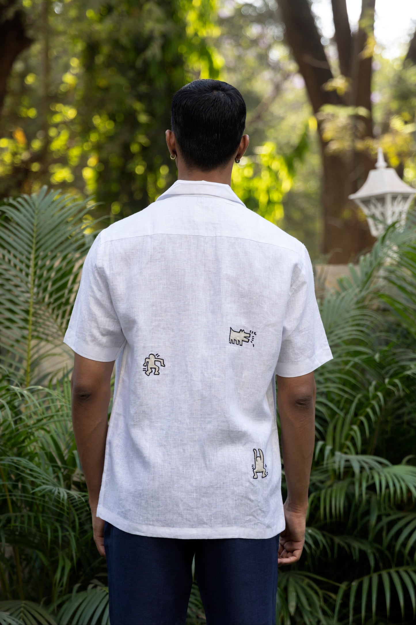 HARING HUES - EMBROIDERED PURE LINEN SHIRT MEN