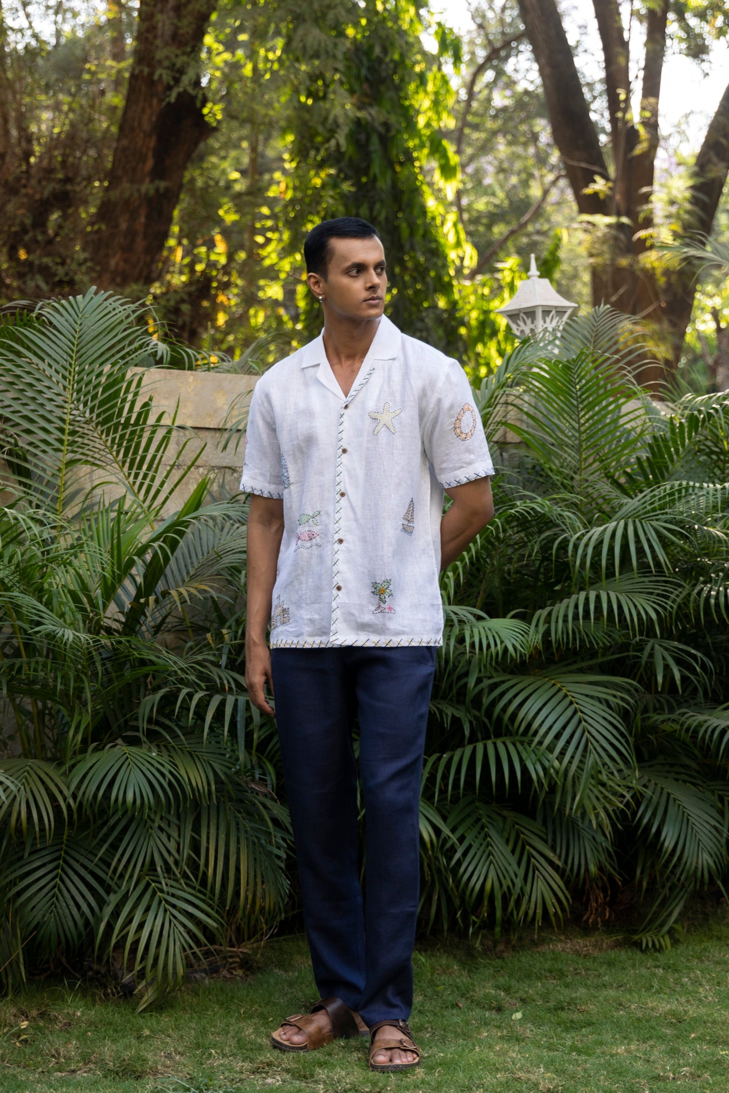 BEACH BLISS –  EMBROIDERED PURE LINEN SHIRT MEN