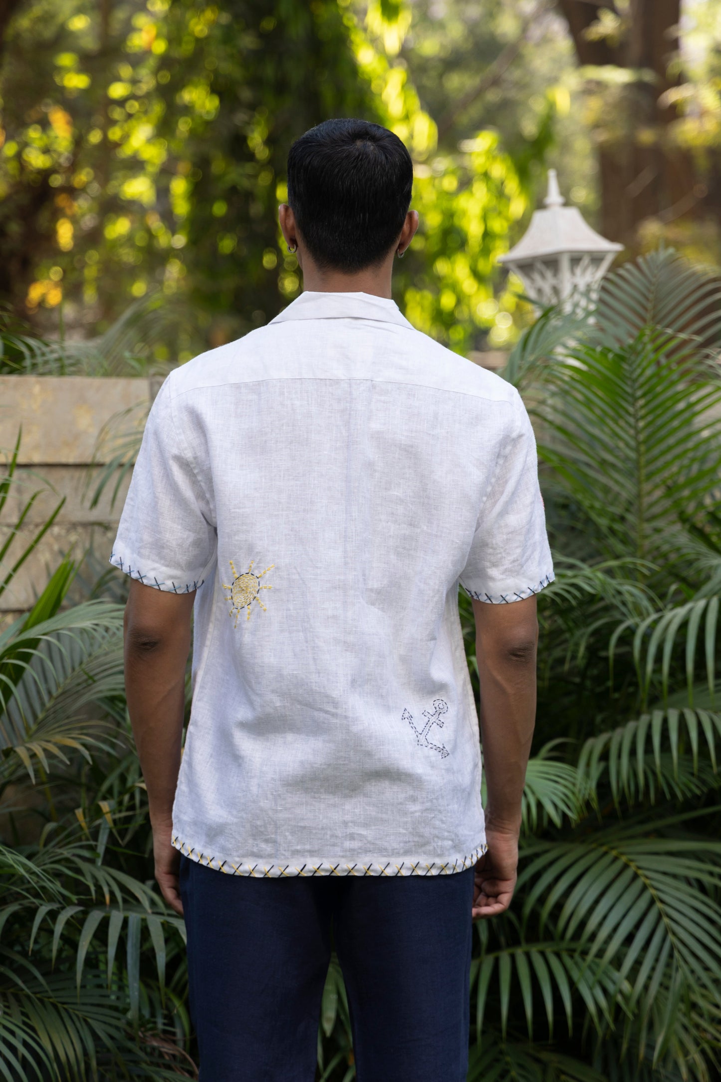 BEACH BLISS –  EMBROIDERED PURE LINEN SHIRT MEN