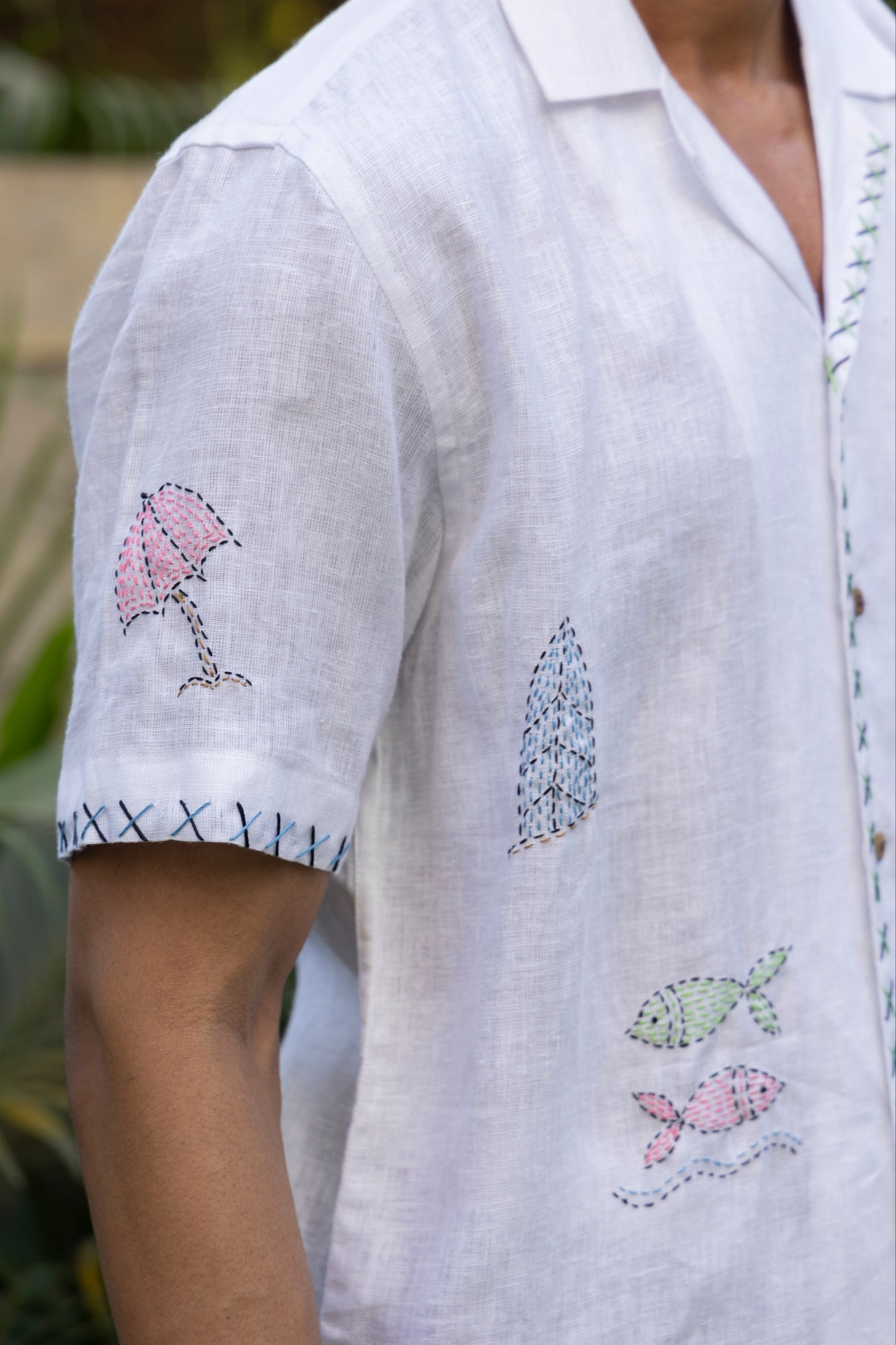 BEACH BLISS –  EMBROIDERED PURE LINEN SHIRT MEN