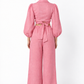 Rosa Linen Tie Back Set – pink linen set with tie-back top, back view