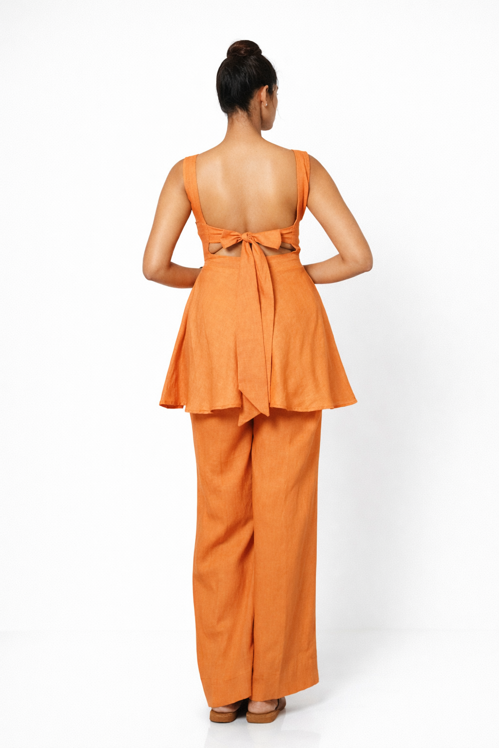 Rajtima Linen Peplum Set – Women’s Stylish Linen Outfit Set Back View