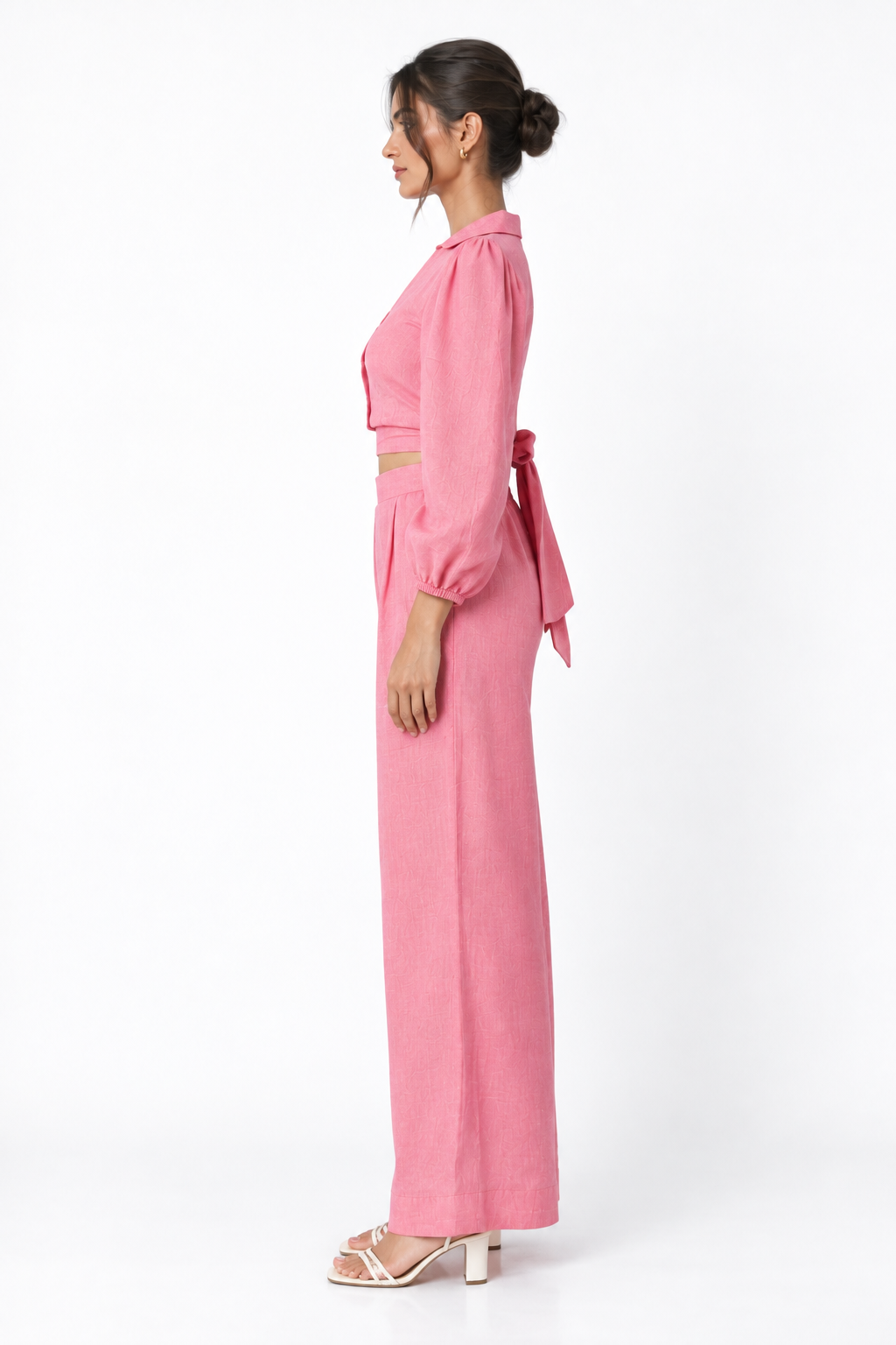 Rosa Linen Tie Back Set – Pink Linen Set for Women