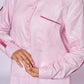 BABY PINK LINEN SHIRT WITH SATIN DETAILING