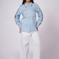 OCEAN BLUE LINEN SHIRT WITH SATIN DETAILING