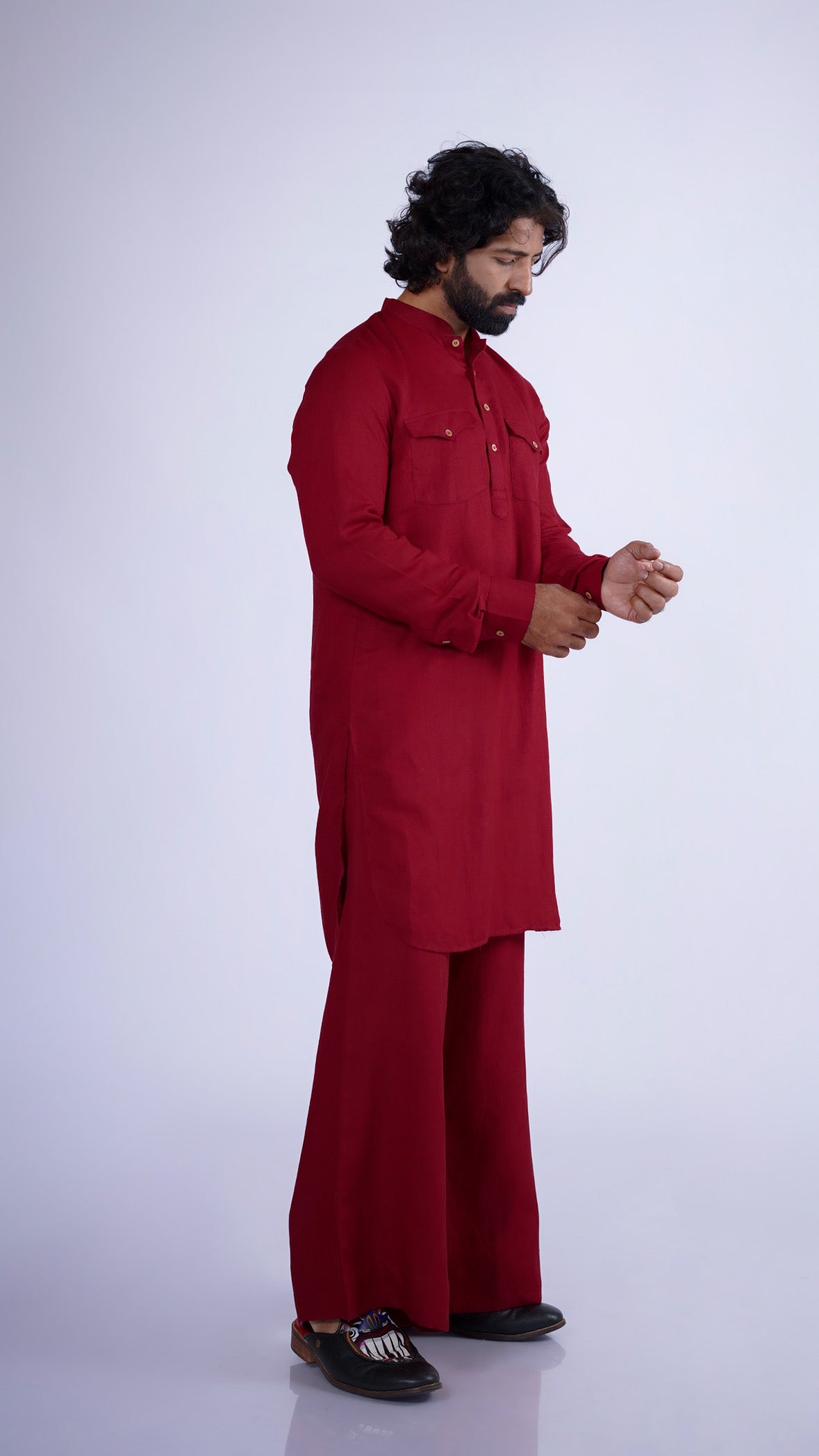 SHAHIBIND LINEN MEN'S LONG KURTA SET
