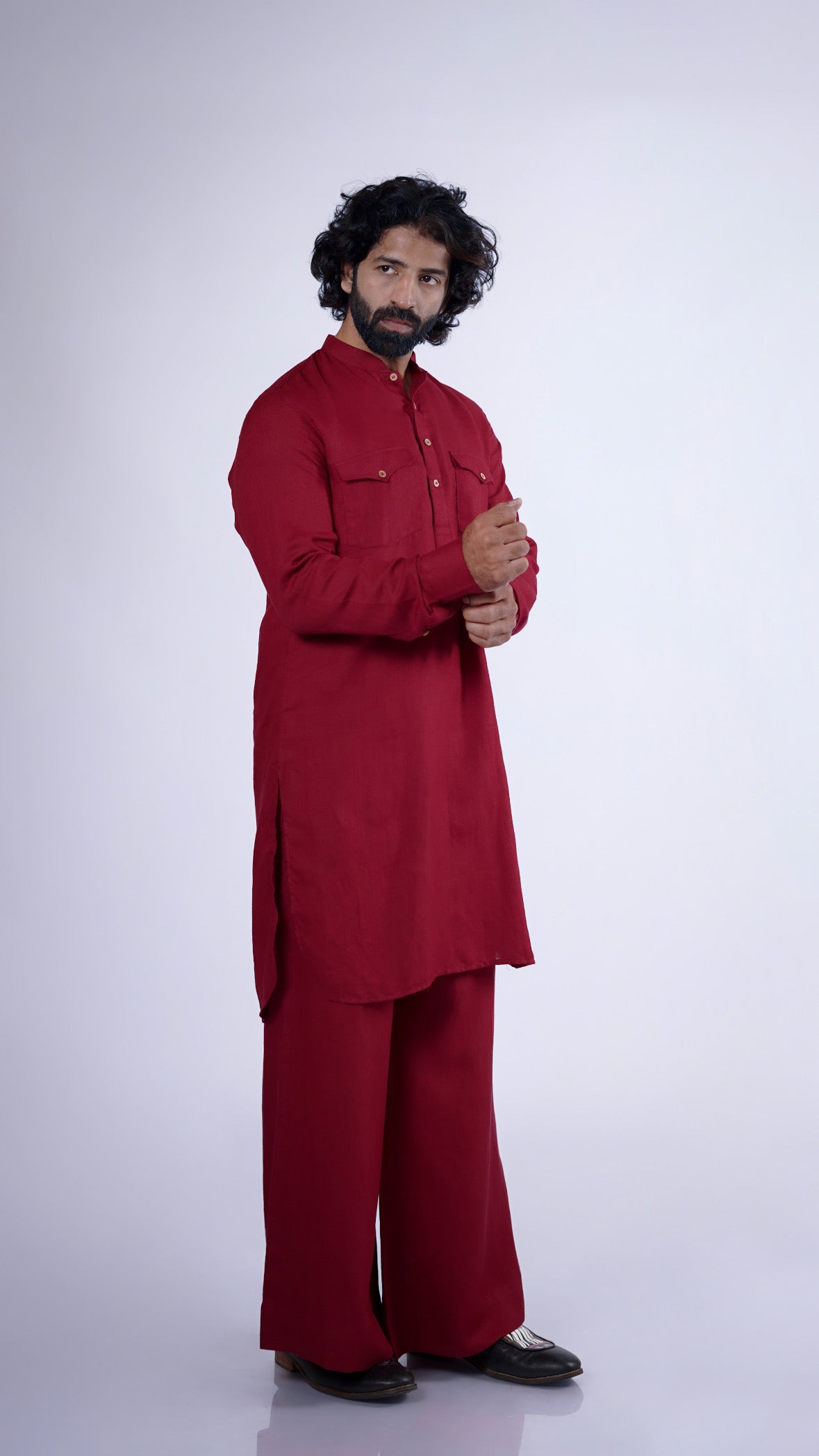 SHAHIBIND LINEN MEN'S LONG KURTA SET