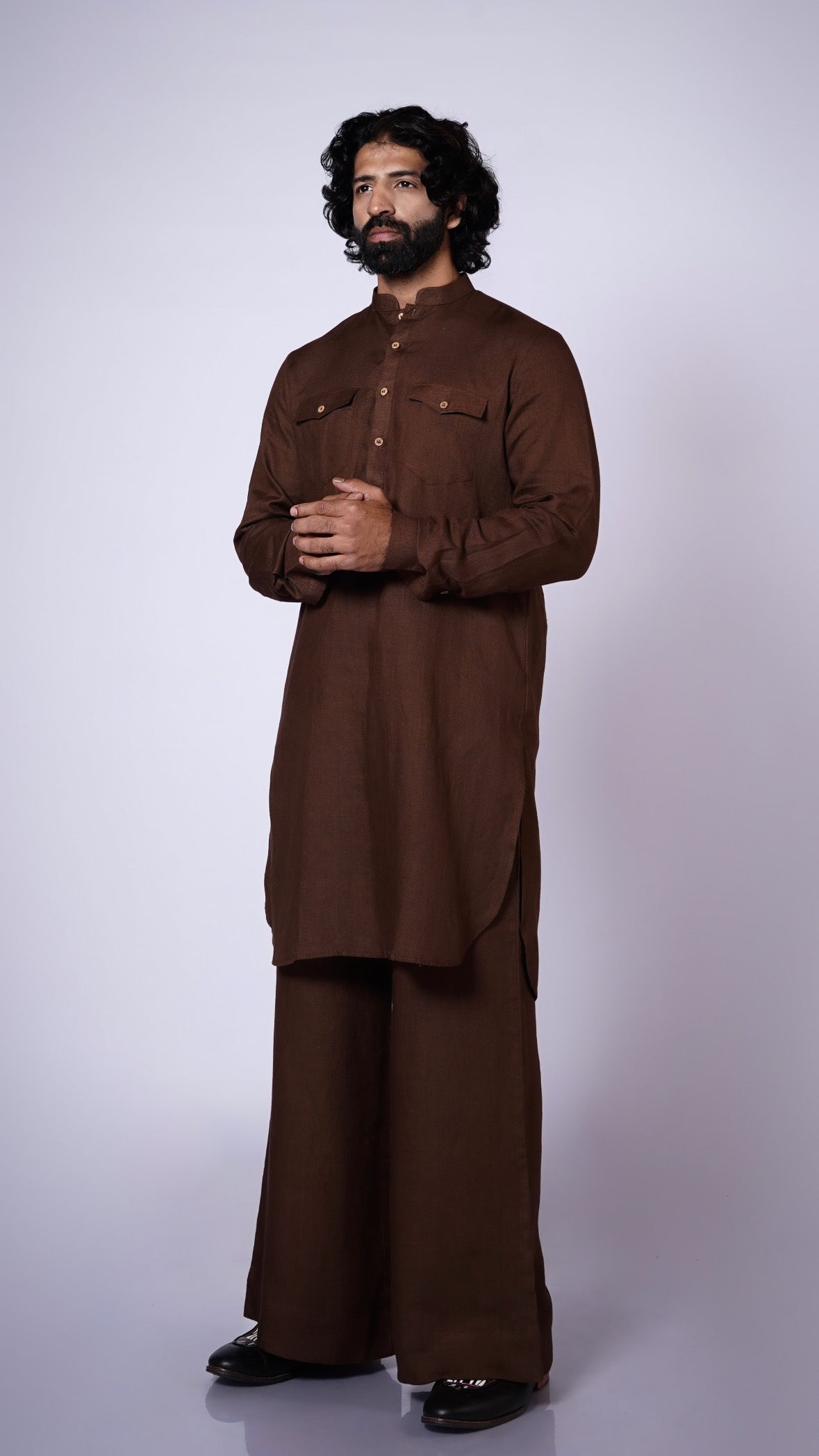 KAHA LINEN MEN'S LONG KURTA SET