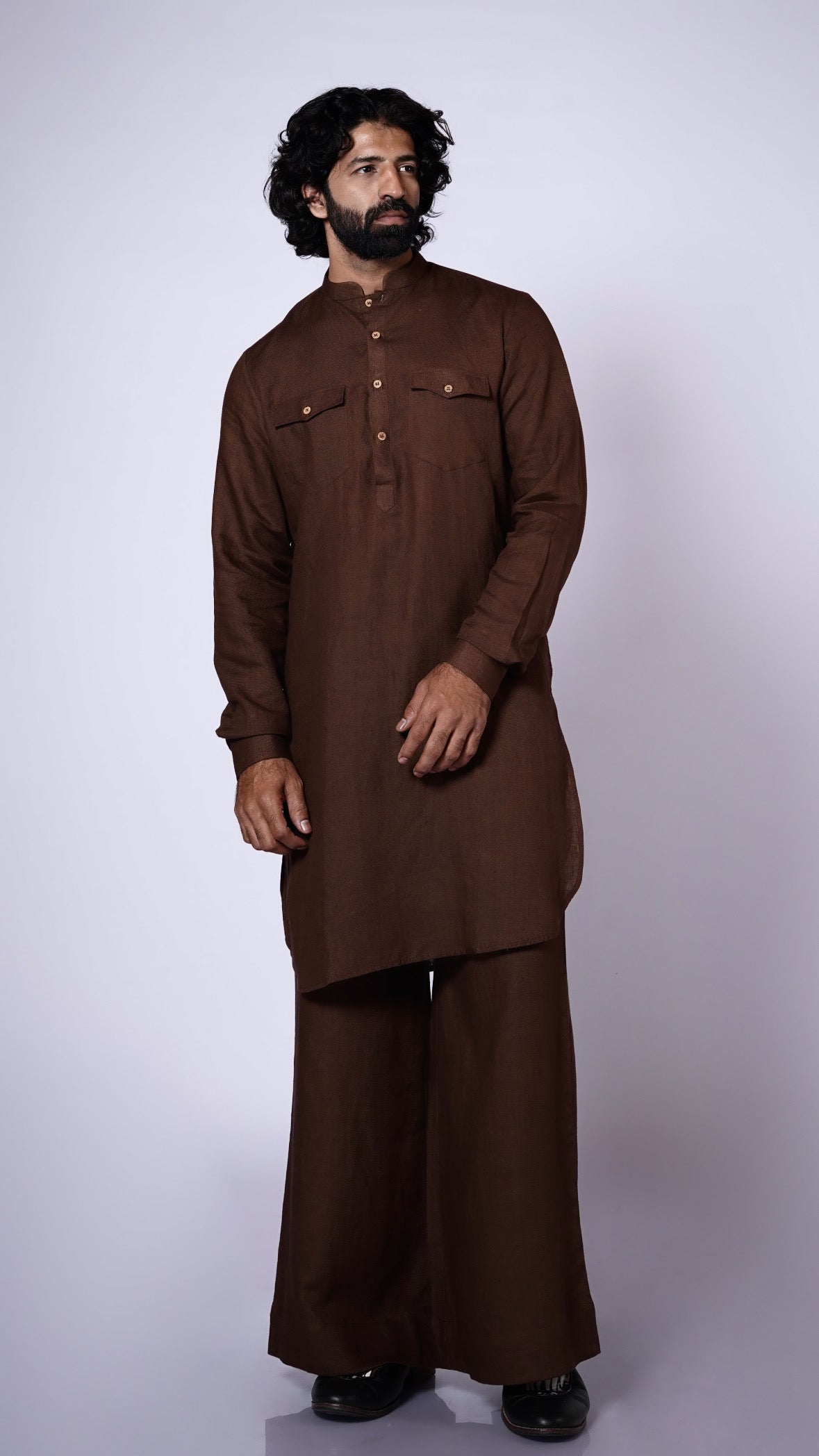 KAHA LINEN MEN'S LONG KURTA SET