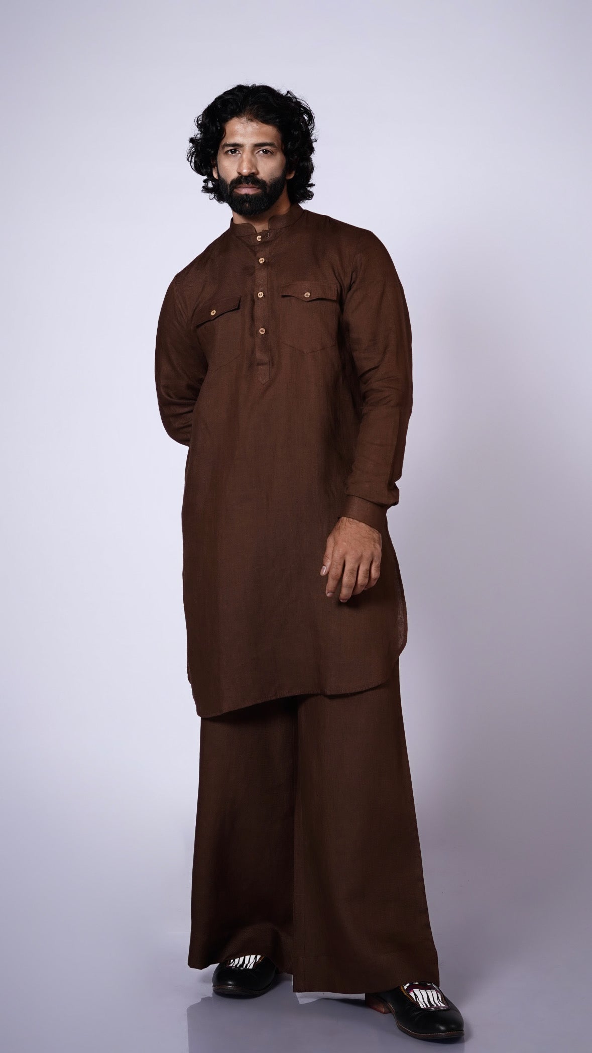 KAHA LINEN MEN'S LONG KURTA SET