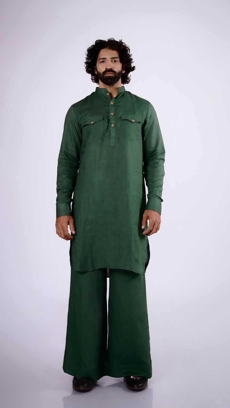SAAGVAN LINEN MEN'S LONG KURTA SET