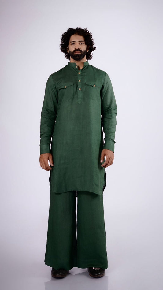 SAAGVAN LINEN MEN'S LONG KURTA SET
